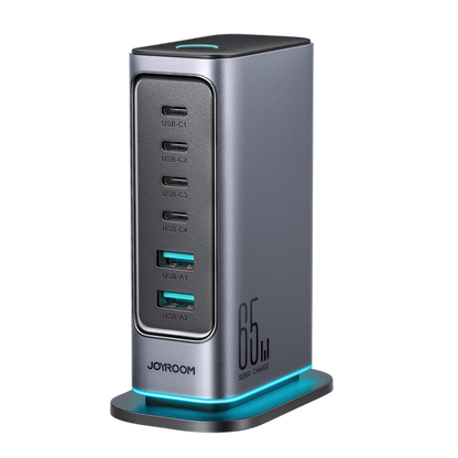 Joyroom Βάση Φόρτισης GaN με 2 Θύρες USB-A και 4 Θύρες USB-C 65W σε Γκρι χρώμα (JR-TCM02)